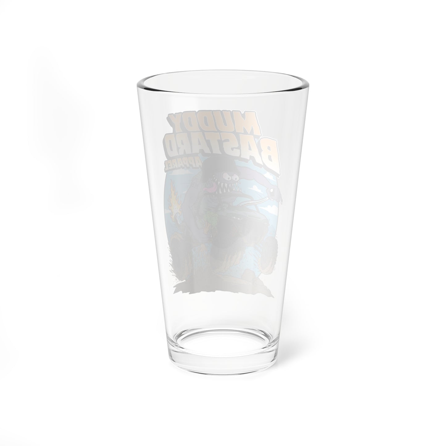Muddy Bastard "Lead Foot Larry" Shaker Pint Glass, 16oz
