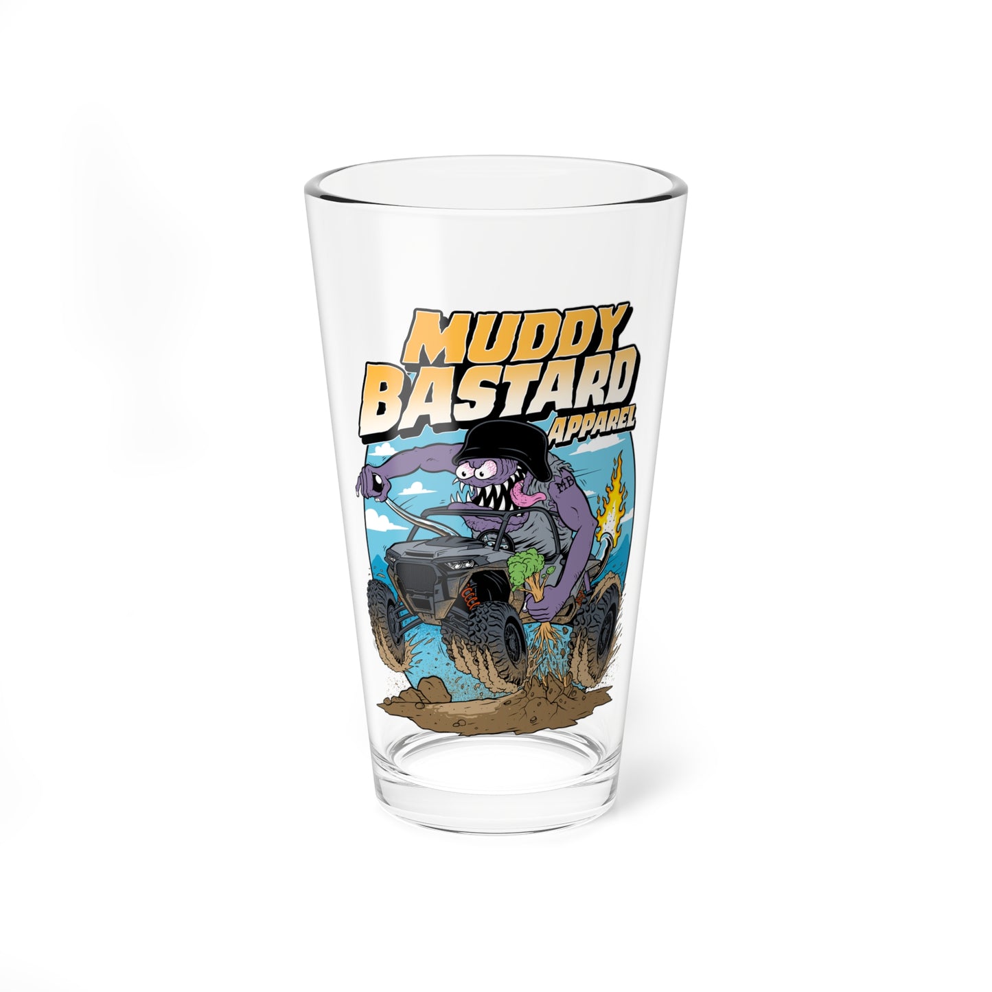 Muddy Bastard "Lead Foot Larry" Shaker Pint Glass, 16oz