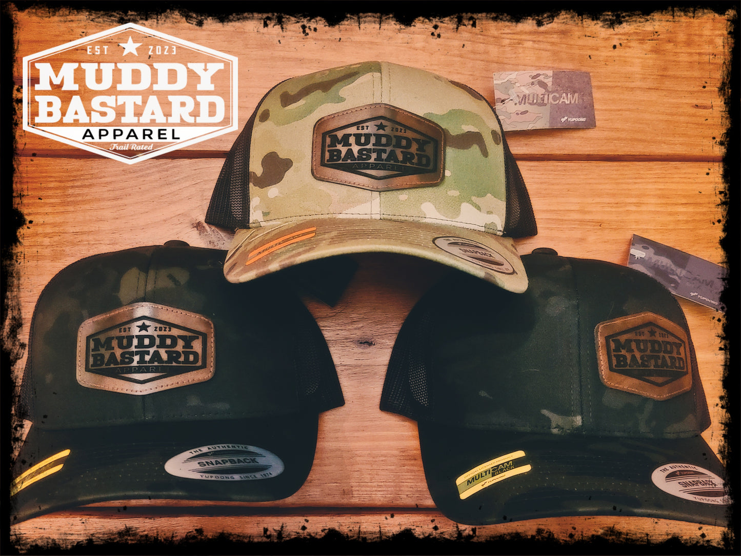 Muddy Bastard Logo Leather Patch Mesh Trucker Hat