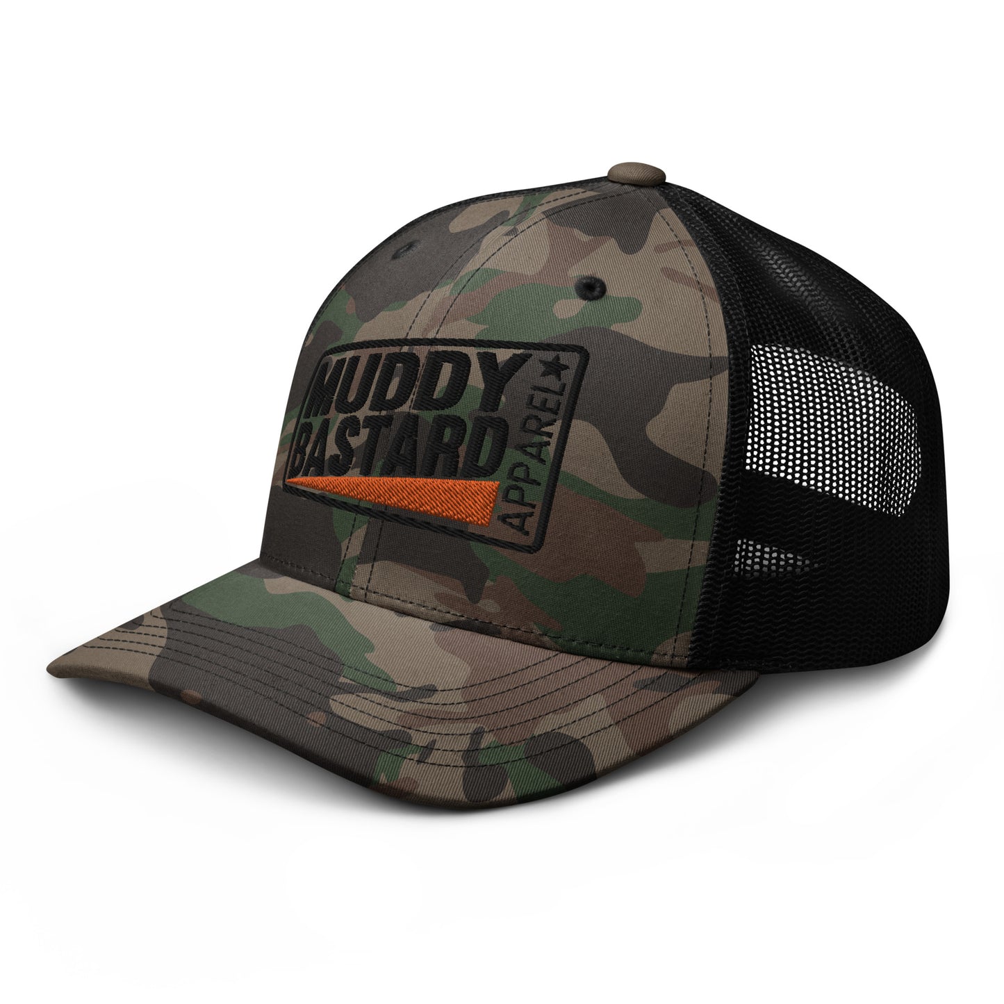 Muddy Bastard Rectangle Logo Camouflage Trucker Hat