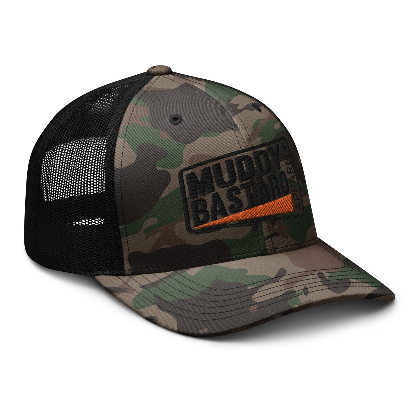 Muddy Bastard Rectangle Logo Camouflage Trucker Hat
