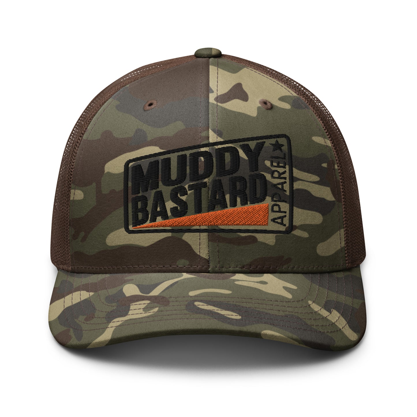 Muddy Bastard Rectangle Logo Camouflage Trucker Hat