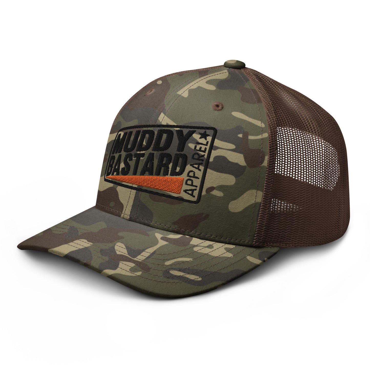 Muddy Bastard Rectangle Logo Camouflage Trucker Hat