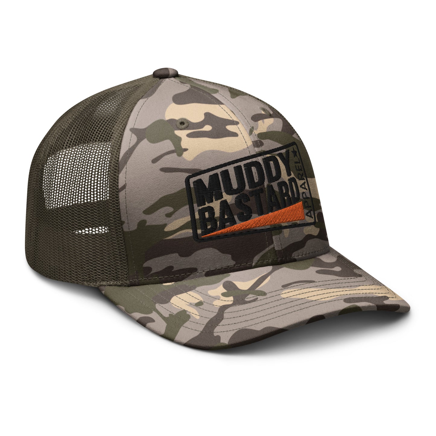 Muddy Bastard Rectangle Logo Camouflage Trucker Hat