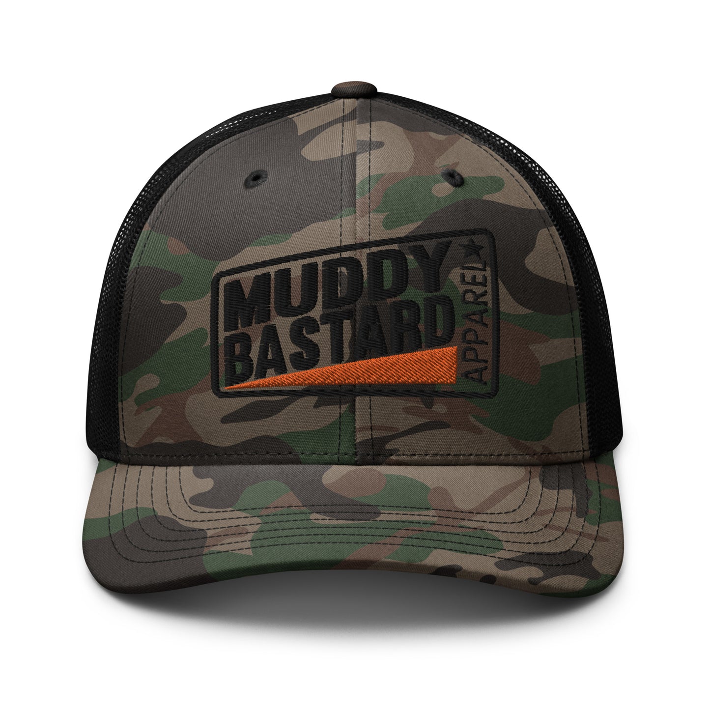 Muddy Bastard Rectangle Logo Camouflage Trucker Hat