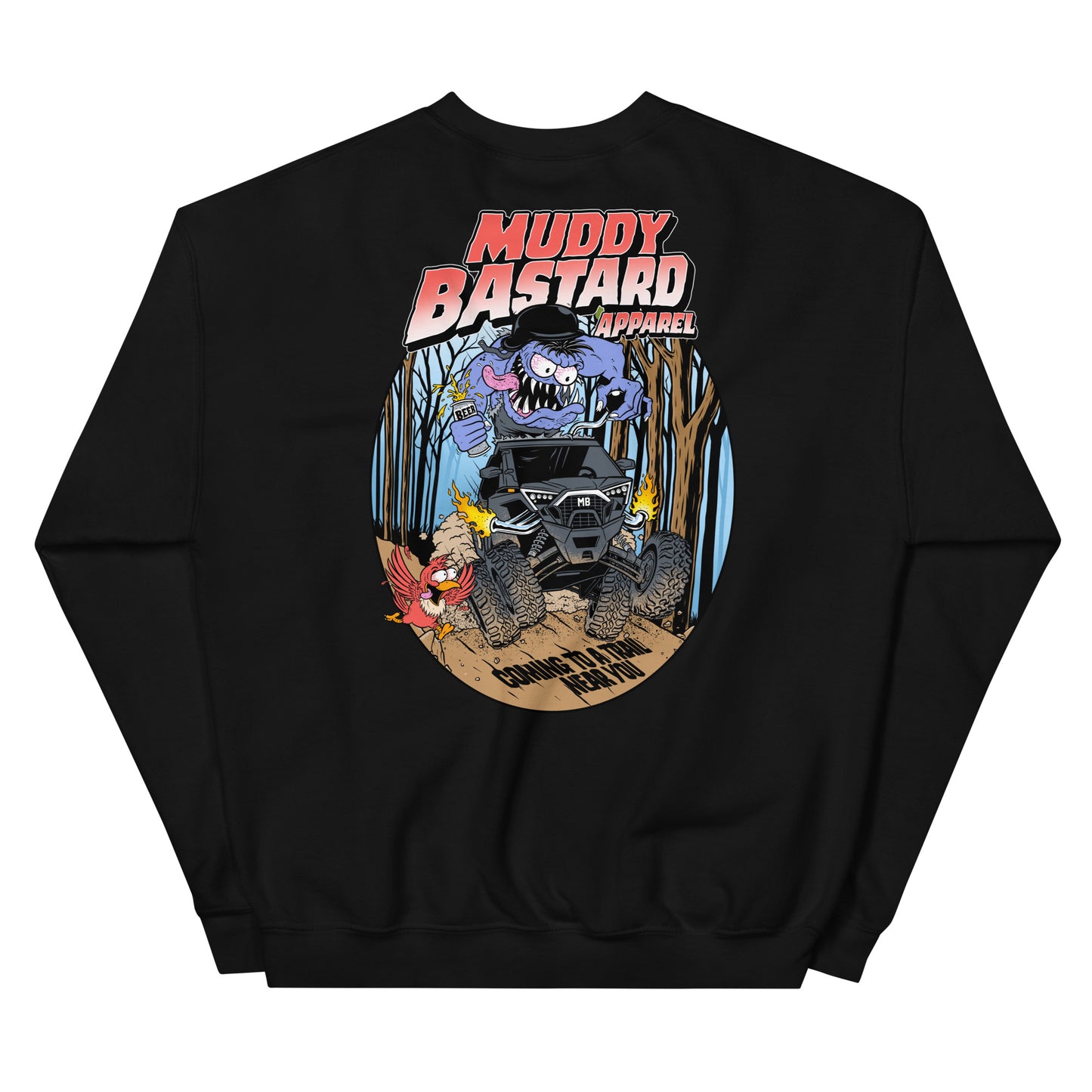 Muddy Bastard "Coming to a Trail Near You" Crew Sweatshirt Large Logo