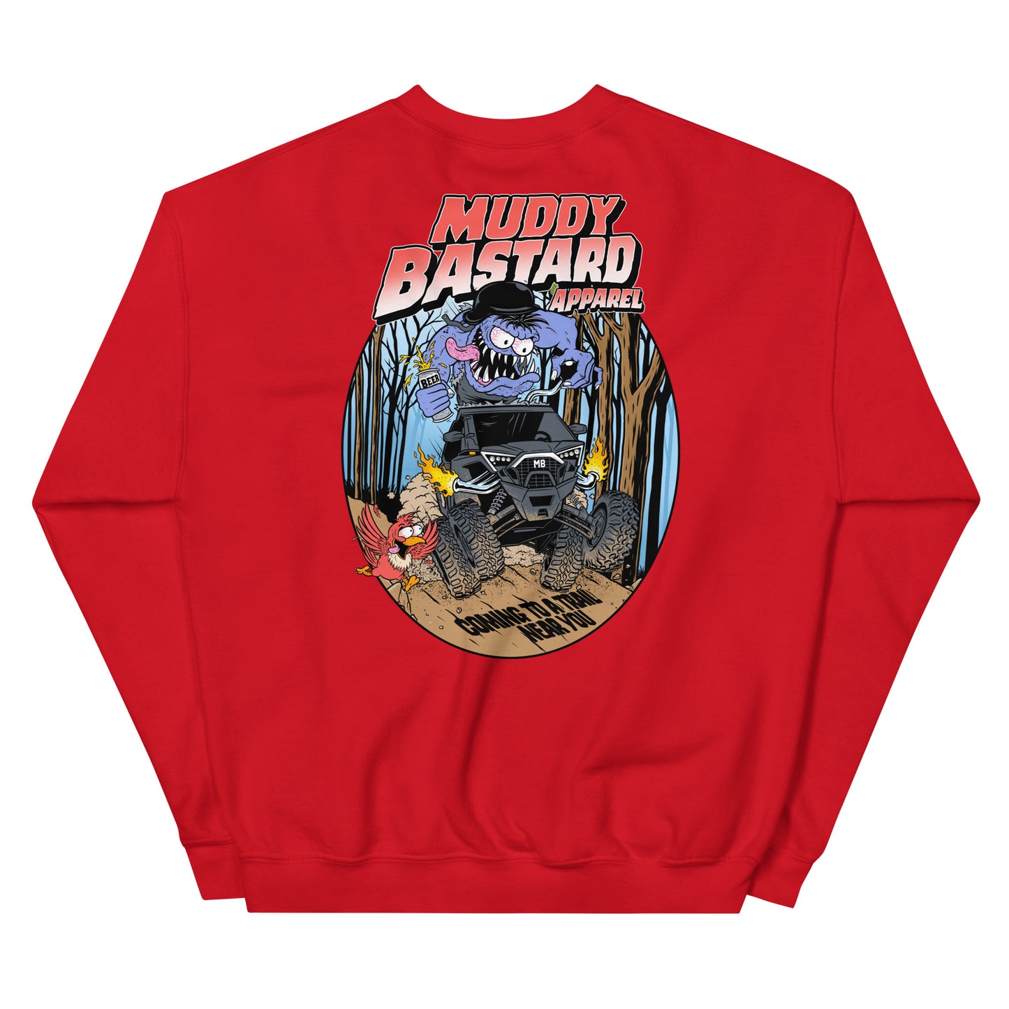 Muddy Bastard "Coming to a Trail Near You" Crew Sweatshirt Large Logo