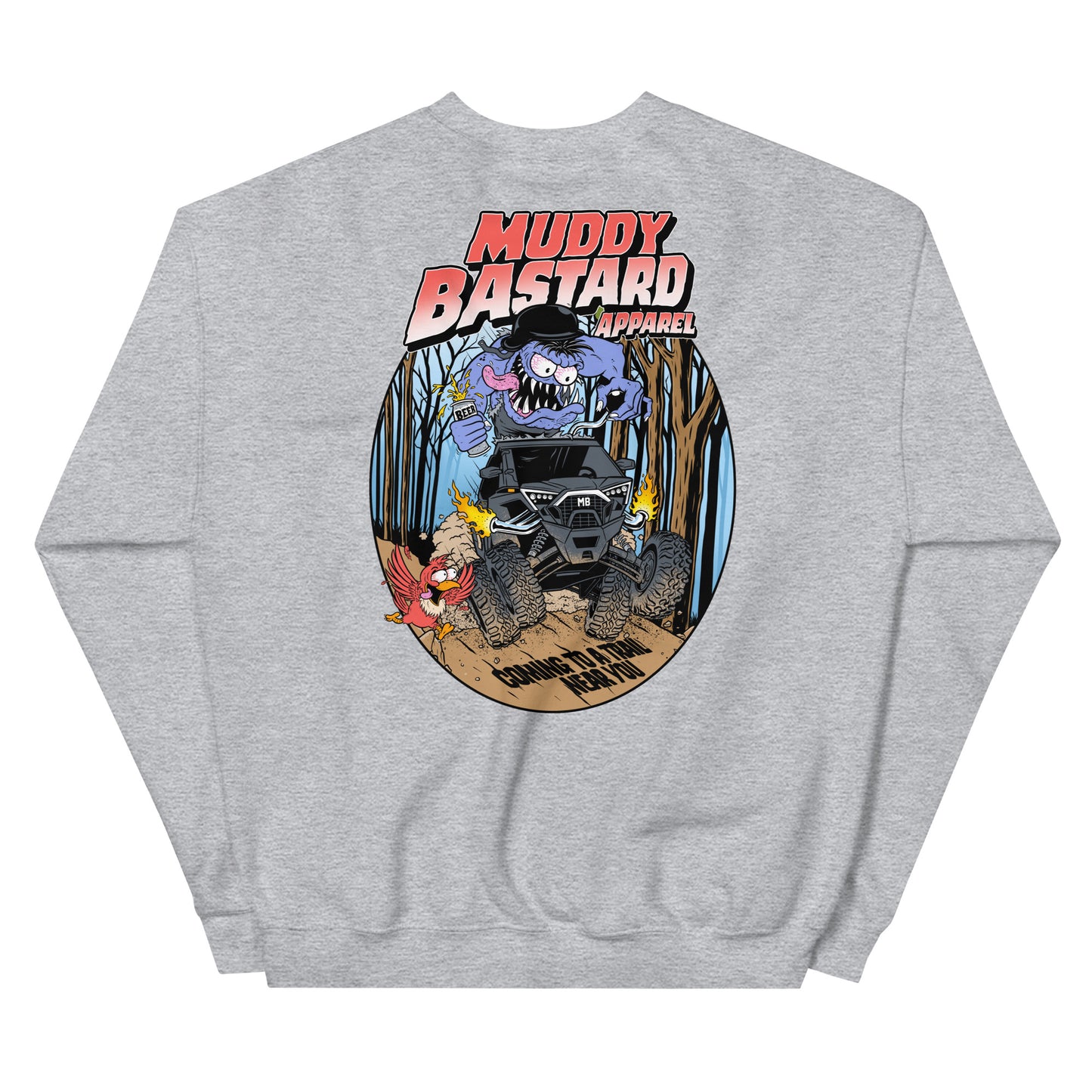 Muddy Bastard "Coming to a Trail Near You" Crew Sweatshirt Large Logo