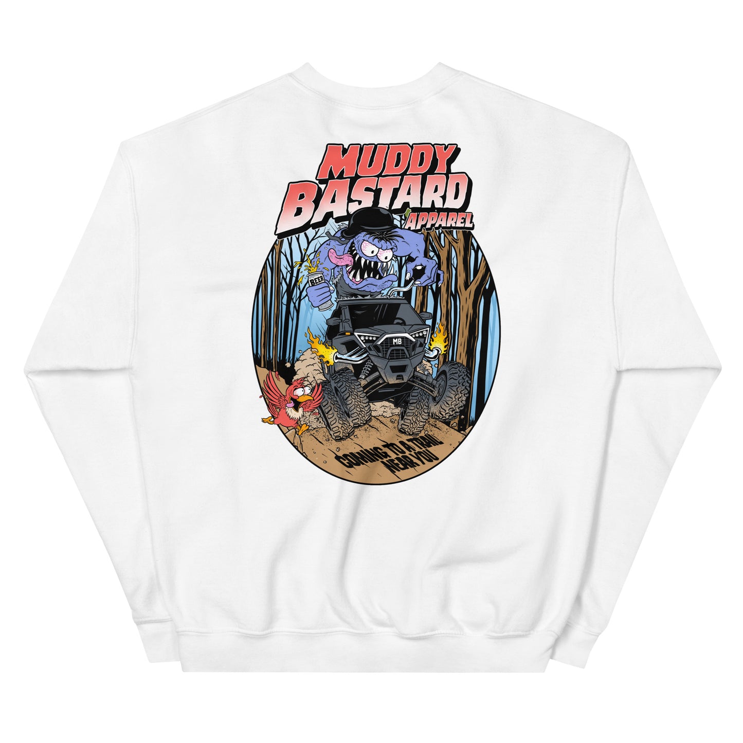 Muddy Bastard "Coming to a Trail Near You" Crew Sweatshirt Large Logo